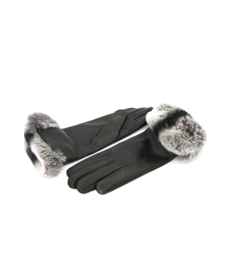Sermoneta Gloves Guanto Nappa Con Risvolto Rex Fodera Cashmere. Nero