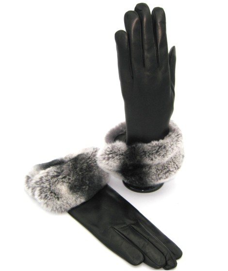 Sermoneta Gloves Guanto Nappa Con Risvolto Rex Fodera Cashmere. Nero