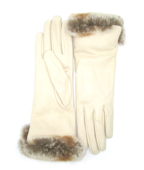 Sermoneta Gloves Guanto Nappa Con Risvolto Rex Fodera Cashmere. Panna