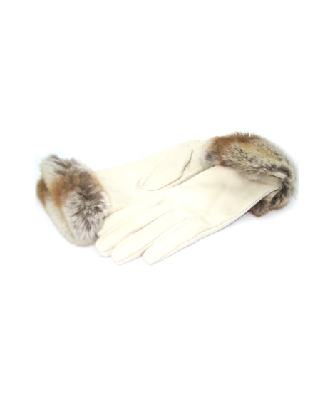 Sermoneta Gloves Guanto Nappa Con Risvolto Rex Fodera Cashmere. Panna