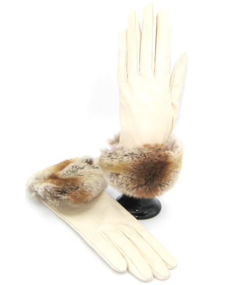 Sermoneta Gloves Guanto Nappa Con Risvolto Rex Fodera Cashmere. Panna