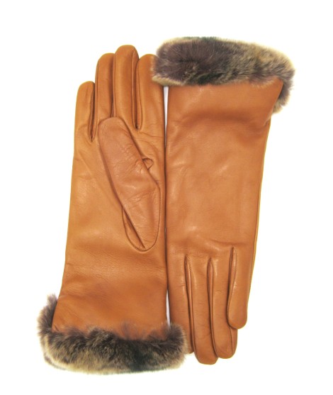Sermoneta Gloves Guanto Nappa Con Risvolto Rex Fodera Cashmere. Tan