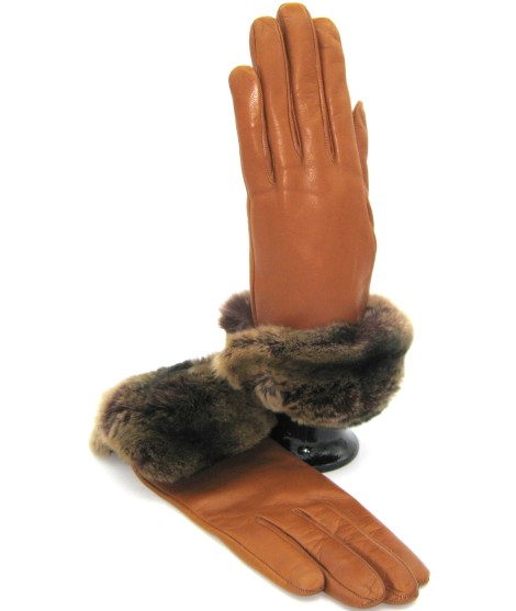 Sermoneta Gloves Guanto Nappa Con Risvolto Rex Fodera Cashmere. Tan