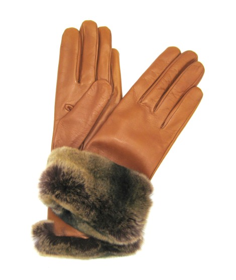 Sermoneta Gloves Guanto Nappa con risvolto Rex fodera cashmere. Tan