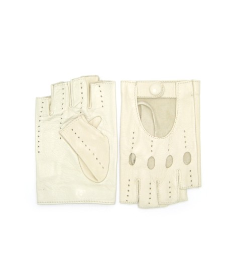Sermoneta Gloves Guanto Nappa Da Guida Mezze Dita Panna