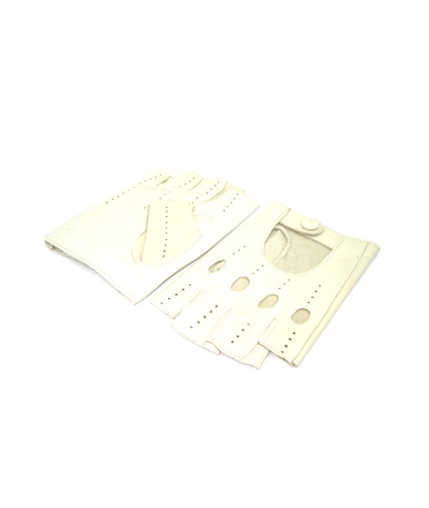 Sermoneta Gloves Guanto Nappa Da Guida Mezze Dita Panna