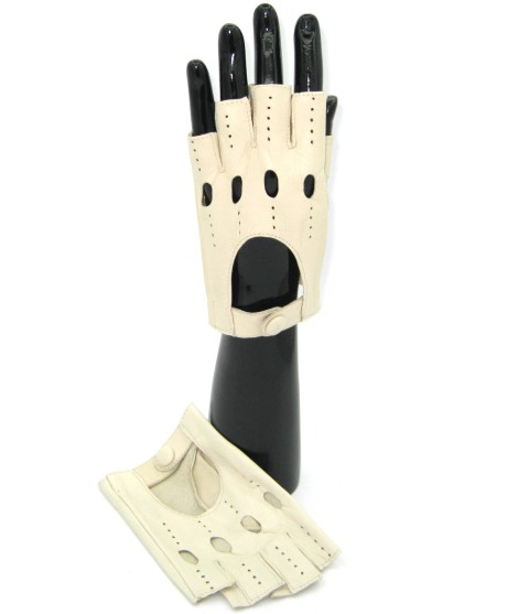 Sermoneta Gloves Guanto Nappa Da Guida Mezze Dita Panna