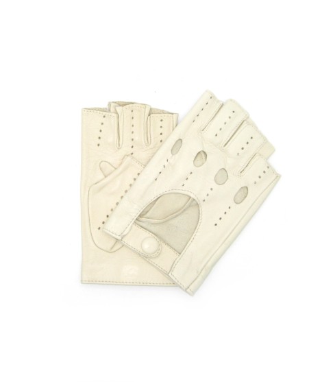 Sermoneta Gloves Guanto Nappa da guida mezze dita Panna