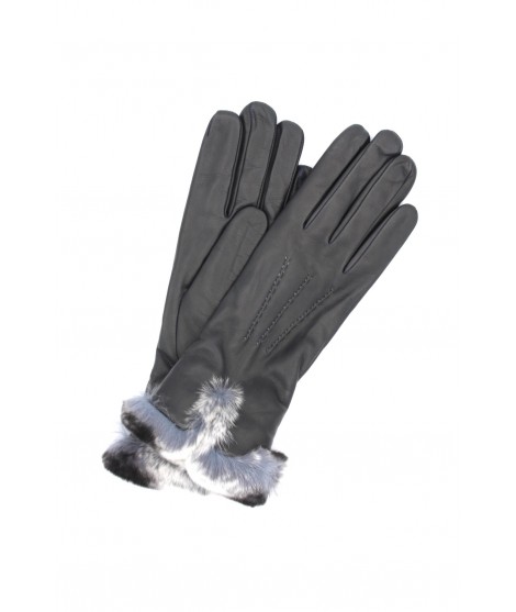 Sermoneta Gloves Guanto Nappa fodera cashmere bordo Rex Grigio scuro