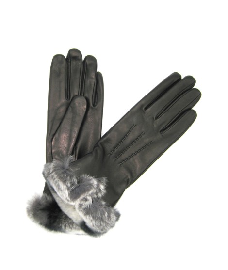 Sermoneta Gloves Guanto Nappa fodera cashmere bordo Rex Nero
