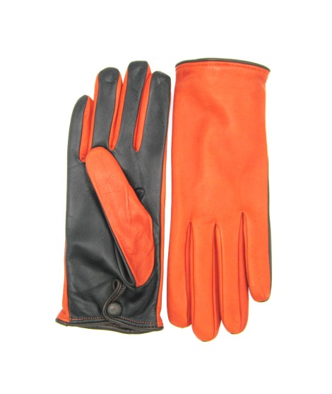 Sermoneta Gloves Guanto Nappa Fodera Cashmere Touch Screen Arancio/Moro