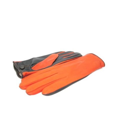 Sermoneta Gloves Guanto Nappa Fodera Cashmere Touch Screen Arancio/Moro