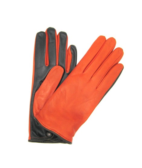 Sermoneta Gloves Guanto Nappa fodera cashmere Touch Screen Arancio/Moro