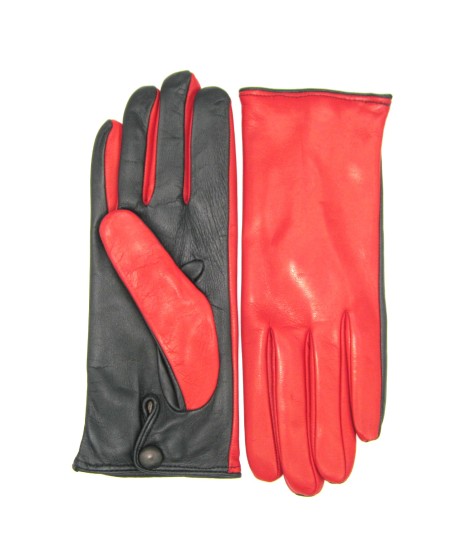 Sermoneta Gloves Guanto Nappa Fodera Cashmere Touch Screen Rosso/Nero