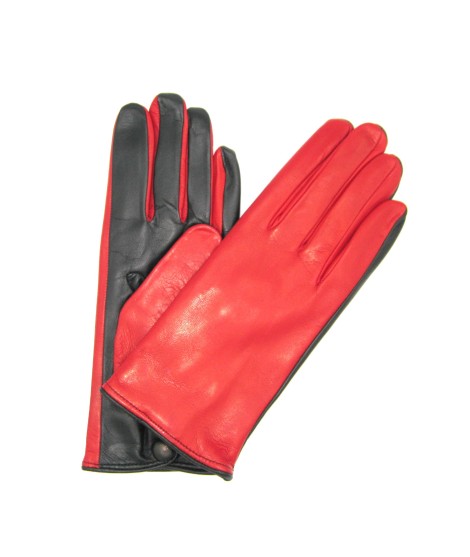 Sermoneta Gloves Guanto Nappa fodera cashmere Touch Screen Rosso/Nero