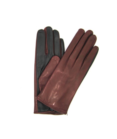 Sermoneta Gloves Guanto Nappa fodera cashmere Touch Screen Rubino/Nero