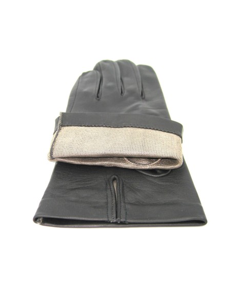 Sermoneta Gloves Guanto Nappa Fodera Seta Grigio Scuro