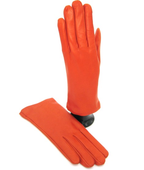 Sermoneta Gloves Guanto Nappa Foderato Cashmere Arancio Scuro