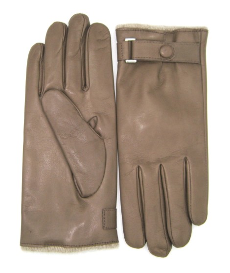 Sermoneta Gloves Guanto Nappa Foderato Cashmere Con Cinturino Fango
