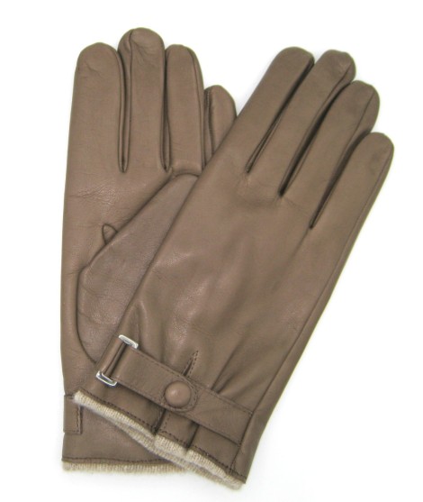 Sermoneta Gloves Guanto Nappa foderato cashmere con cinturino Fango