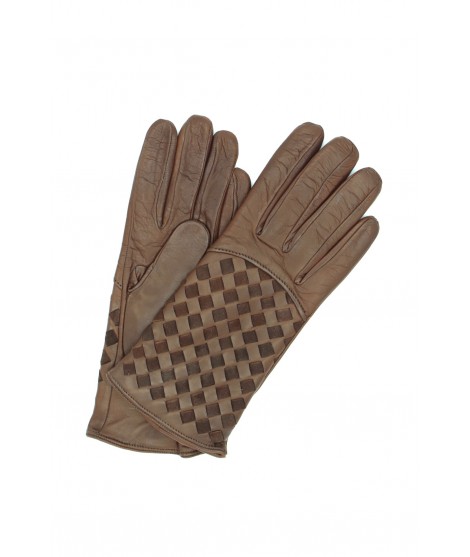 Sermoneta Gloves Guanto nappa foderato cashmere con intreccio Mink