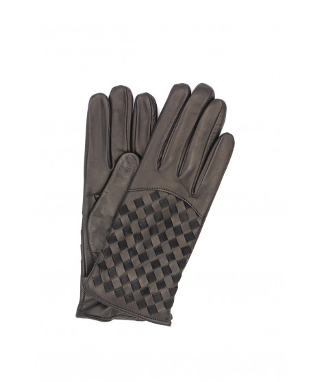 Sermoneta Gloves Guanto nappa foderato cashmere con intreccio Nero
