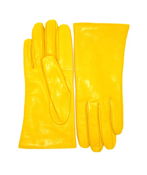 Sermoneta Gloves Guanto Nappa Foderato Cashmere Giallo Ocra