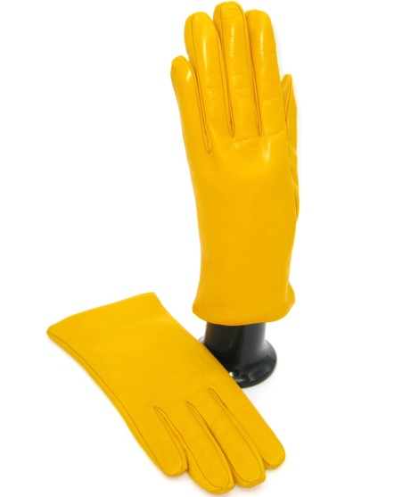 Sermoneta Gloves Guanto Nappa Foderato Cashmere Giallo Ocra