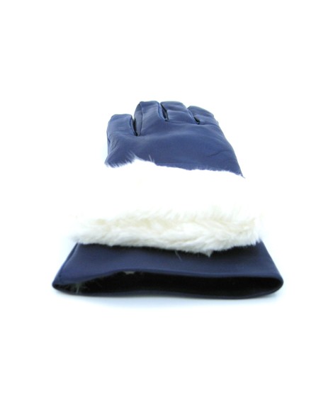 Sermoneta Gloves Guanto Nappa Foderato Lapin Blu/Royal