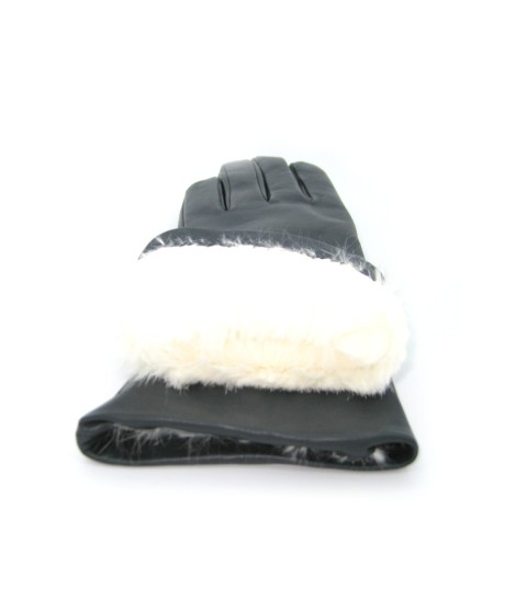 Sermoneta Gloves Guanto Nappa Foderato Lapin Grigio Scuro