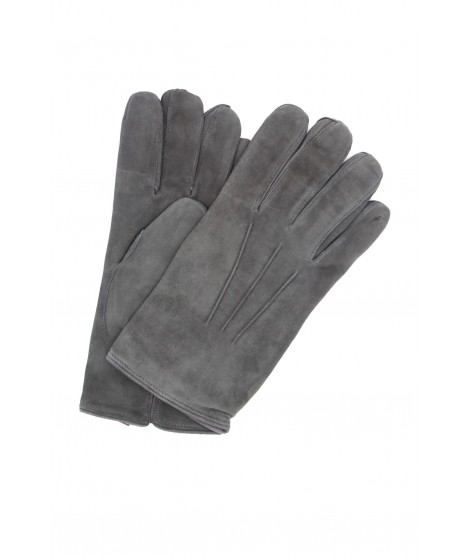 Sermoneta Gloves Guanto Nappa scamosciata fodera cashmere Grigio scuro