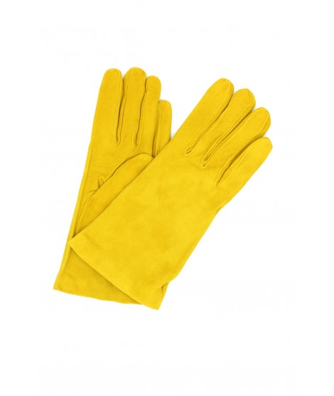 Sermoneta Gloves Guanto Nappa scamosciato foderato cashmere Giallo