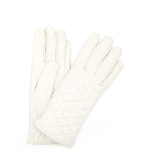 Sermoneta Gloves Guanto trapuntato 2bt fodera cashmere Panna