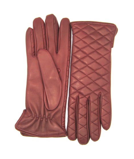 Sermoneta Gloves Guanto Trapuntato 2bt Fodera Cashmere Rosso Scuro