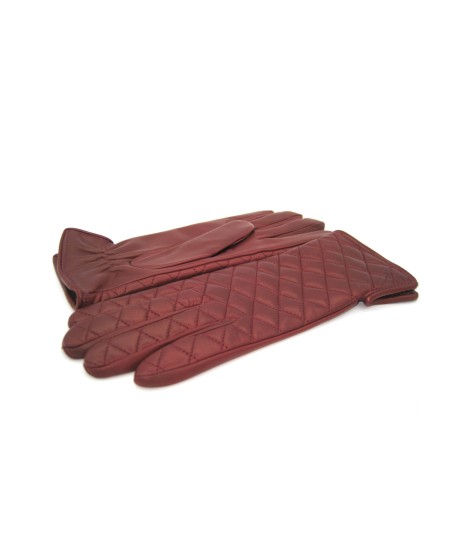 Sermoneta Gloves Guanto Trapuntato 2bt Fodera Cashmere Rosso Scuro