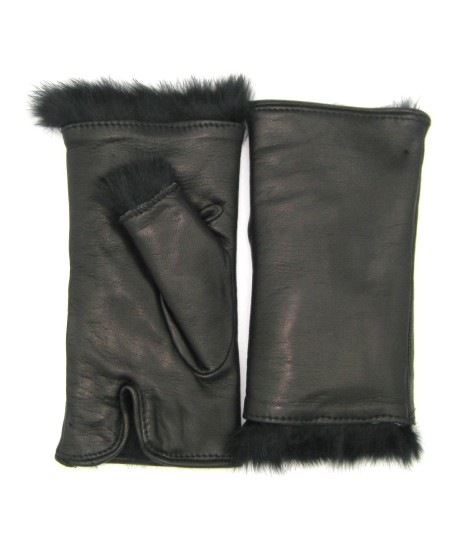 Sermoneta Gloves Manicotto 2bt Foderato In Lapin Nero