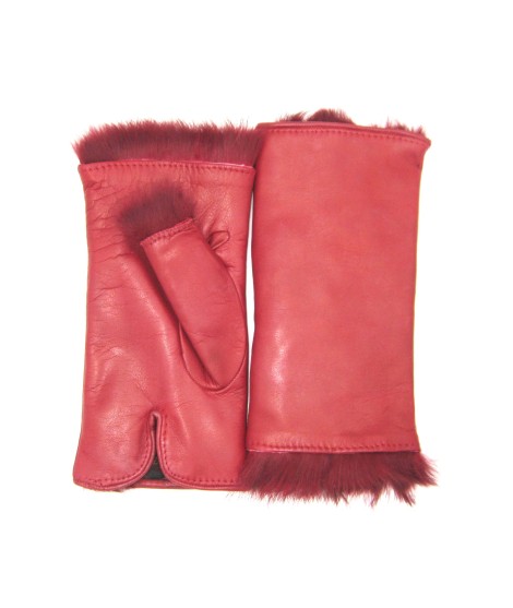 Sermoneta Gloves Manicotto In Nappa 2bt Foderato In Lapin Rosso Scuro