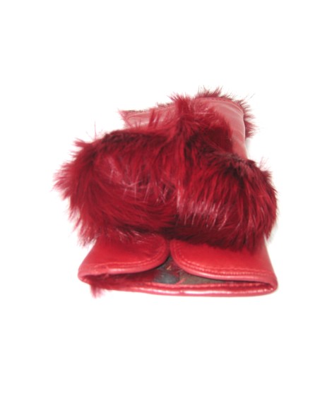 Sermoneta Gloves Manicotto In Nappa 2bt Foderato In Lapin Rosso Scuro