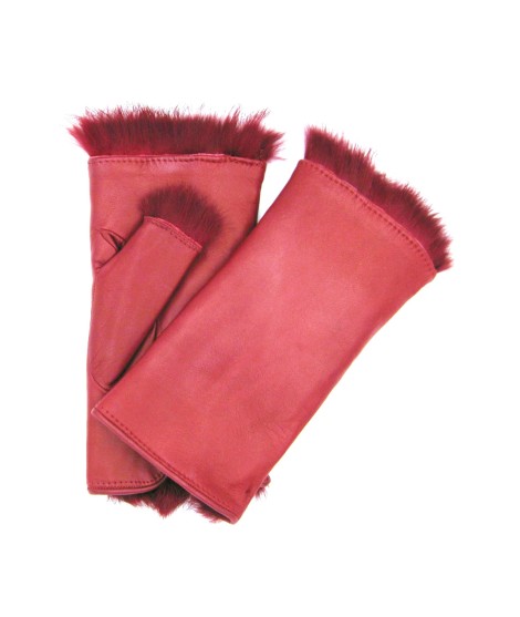 Sermoneta Gloves Manicotto in Nappa 2bt foderato in Lapin Rosso scuro