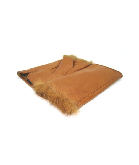 Sermoneta Gloves Manicotto In Nappa 2bt Foderato In Lapin Tan