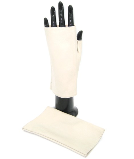 Sermoneta Gloves Manicotto In Nappa 2bt Foderato Seta Panna
