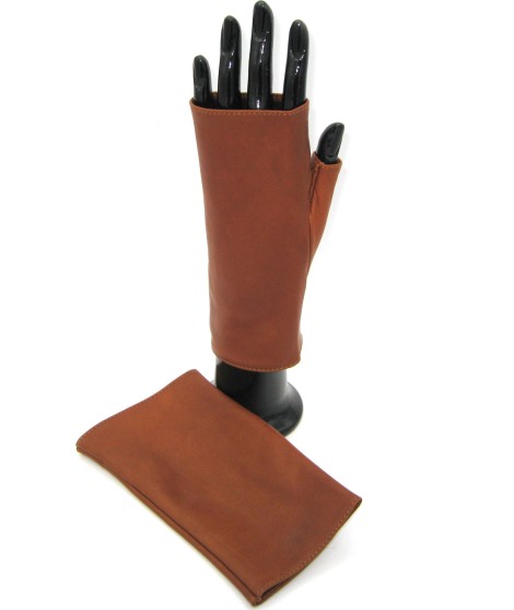 Sermoneta Gloves Manicotto In Nappa 2bt Foderato Seta Tan