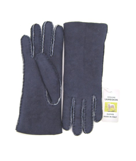 Sermoneta Gloves Guanto Montone Cucito A Mano Navy