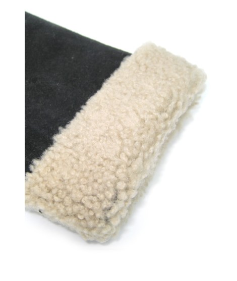 Sermoneta Gloves Guanto Montone Cucito A Mano Nero