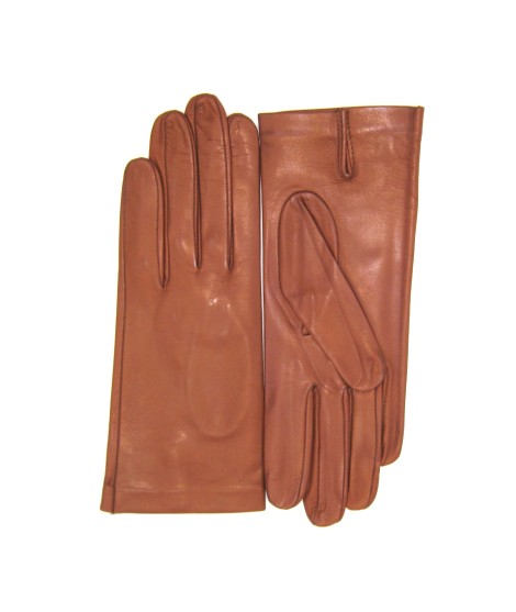 Sermoneta Gloves Guanto Nappa Fodera Seta Cognac