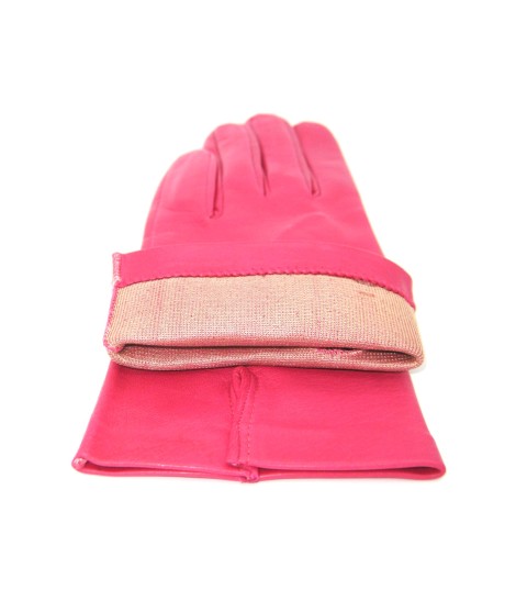 Sermoneta Gloves Guanto Nappa Fodera Seta Fucsia