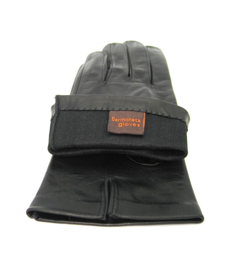 Sermoneta Gloves Guanto Nappa Fodera Seta Nero