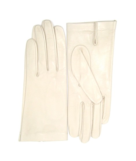 Sermoneta Gloves Guanto Nappa Fodera Seta Panna