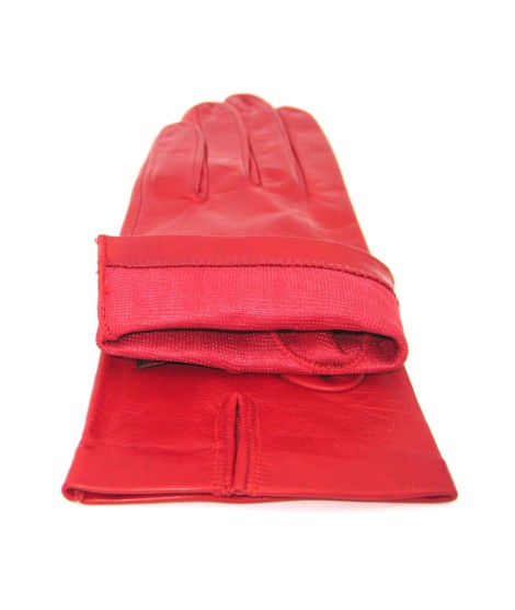 Sermoneta Gloves Guanto Nappa Fodera Seta Rosso