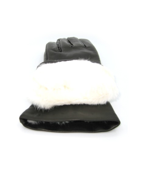 Sermoneta Gloves Guanto Nappa Foderato Lapin Nero